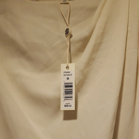 MAX STUDIO Cream Flutter Sleeve Blouse with Ruffled Tie Front SIZE M - Picture 5 of 5